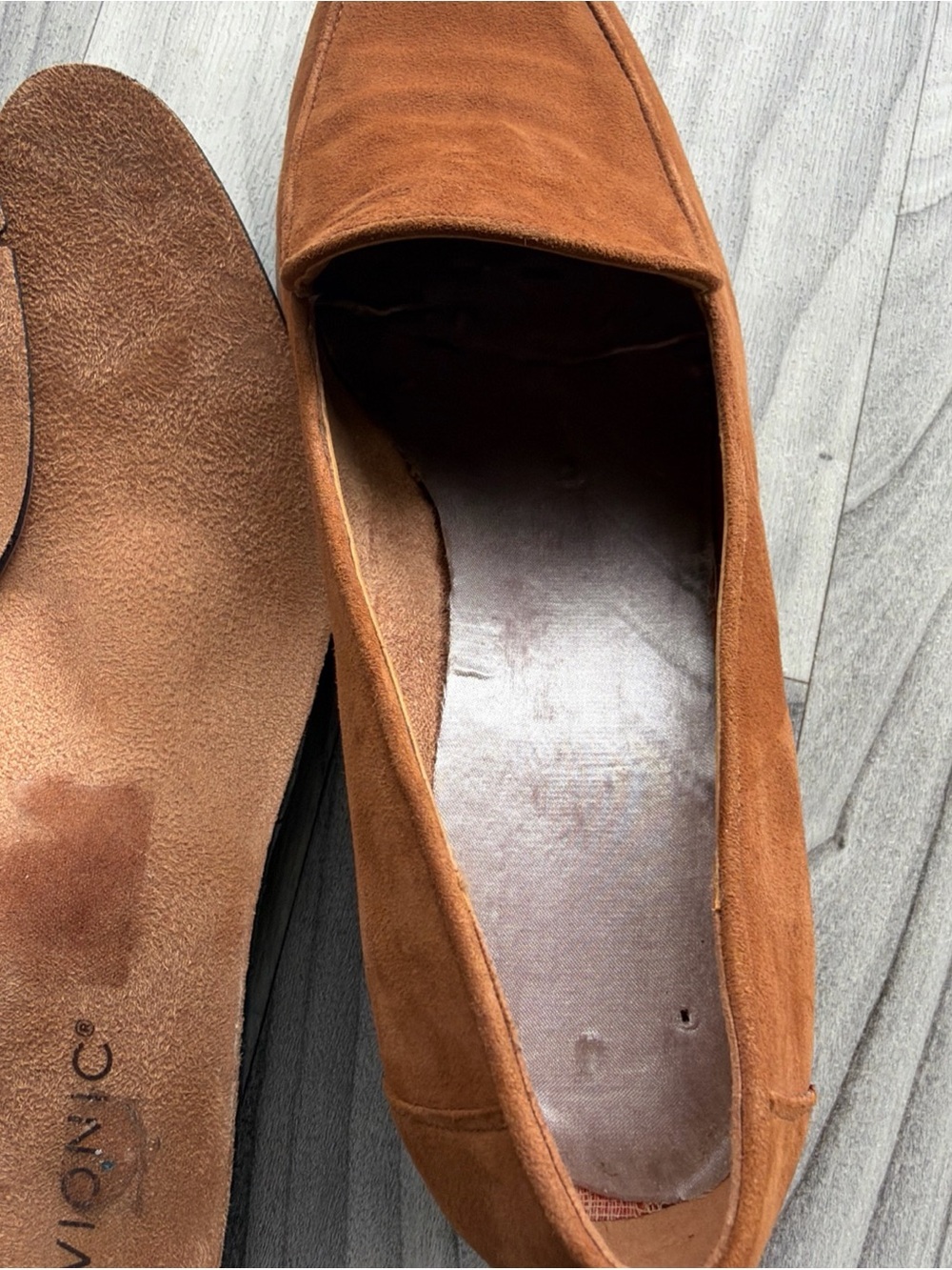 Vionic Womens Size 10 Toffee Suede Ava Wedge Loafers Comfort Slip On Shoes - Picture 8 of 10